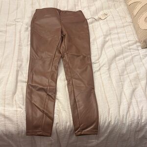 Brown Faux Leather Leggings nwt a new day